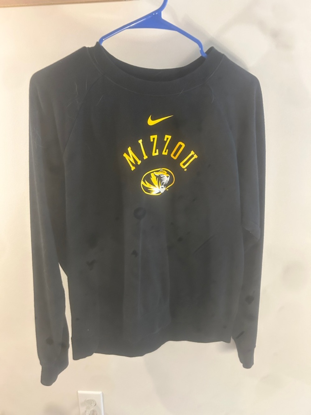 Nike Black Crewneck with Yellow Mizzou Logo